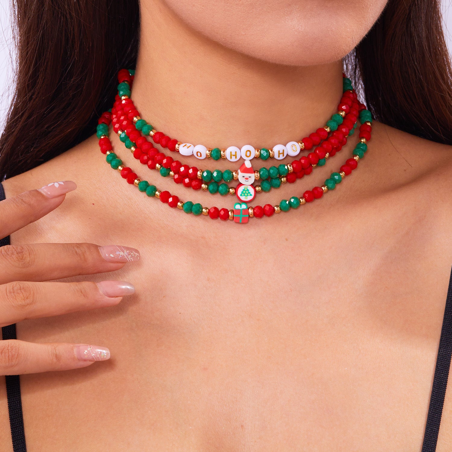 Wholesale Christmas polymer clay beaded necklace